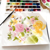 Invitation Initiales florales jaune vif mariage photo