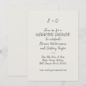 Invitation Initiales manuscrites noires pour une fête de mari (Devant / Derrière)