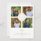 Invitation Initiales minimales en or blanc Mariage fantaisie  (Devant)