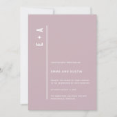 Invitation Initiales minimes modernes Pastel Purple Mariage (Devant)