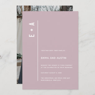 Invitation Initiales minimes modernes Pastel Purple Mariage