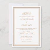 Invitation Initiales modernes Gold Frame Mariage musulman isl (Devant)
