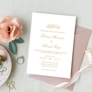 Invitation Initiales Modernes Minimales Or Script Mariage Mus