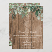 Invitation Initiales monogramme bois effet sculpté arbre (Devant / Derrière)