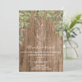 Invitation Initiales monogramme bois effet sculpté arbre invi (Debout devant)