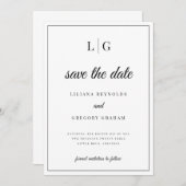Invitation Initiales Monogramme mariage Enregistrer la date (Devant / Derrière)