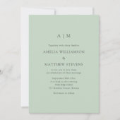 Invitation Initiales Monogramme Moderne Pistache Vert Menthe  (Devant)