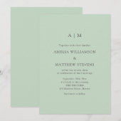 Invitation Initiales Monogramme Moderne Pistache Vert Menthe  (Devant / Derrière)