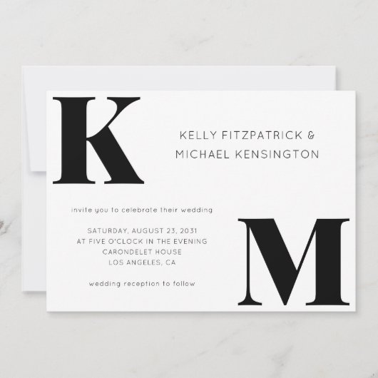 Invitation Initiales monogrammes en gras Mariage de code QR m (Devant)