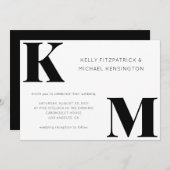 Invitation Initiales monogrammes en gras Mariage de code QR m (Devant / Derrière)