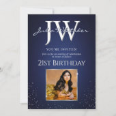 Invitation Initiales personnalisées Élégant 21e anniversaire  (Devant)