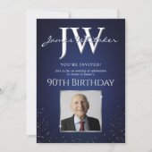 Invitation Initiales personnalisées Elégante 90e anniversaire (Devant)