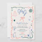 Invitation Initiales rétrospectives dessinées à la main maria (Devant)