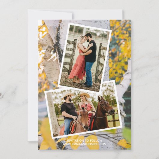 Invitation Initiales rustiques 4ever Coeur sculpté Mariage Ar (Dos)