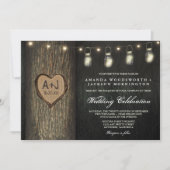 Invitation Initiales sculptées Jars Oak Tree Wedding Invitati (Devant)