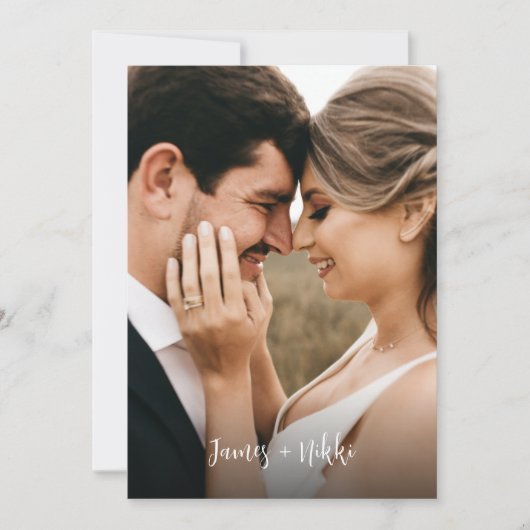 Invitation Initiales simples Sage de script Mariage photo ver (Devant)