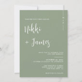 Invitation Initiales simples Sage de script Mariage photo ver (Dos)