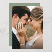 Invitation Initiales simples Sage de script Mariage photo ver (Devant / Derrière)