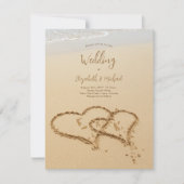 Invitation Initiales sur la plage de sable Photo de mariage (Devant)