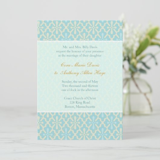 Invitation Initiation de Light Blue Cross Mariage damassé (Debout devant)