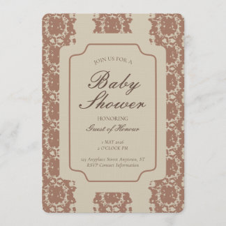 Invitation Inky Genre Neutre Rayure Géométrique Marron Beige