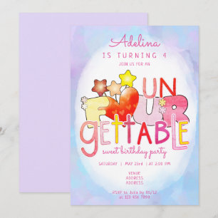 Invitation Inoubliable Sweet Heart Girl 4e fête d'anniversair