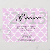 Invitation Inscription/Invitation Élégante d'un diplôme rose (Devant / Derrière)