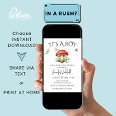 Invitation Insectes de champignon Baby shower de garçon de fo