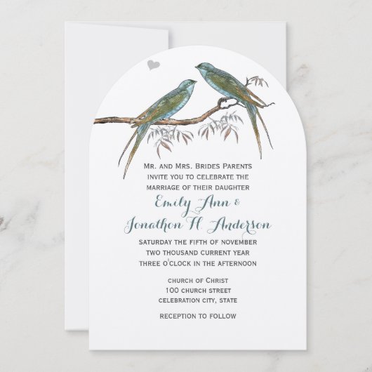 Invitation Inséparable Blue Green Forest Willow Grove Mariage (Devant)