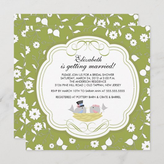 Invitation Inséparable branchée à la douche nuptia (Devant / Derrière)