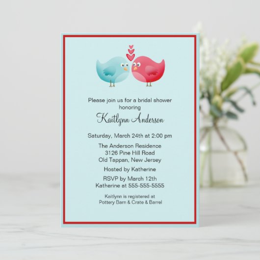 Invitation Inséparable branchée de douche nuptiale (Debout devant)