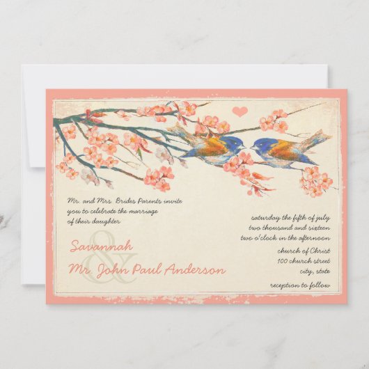 Invitation Inséparable de la Marine corallienne Cherry Blosso (Devant)