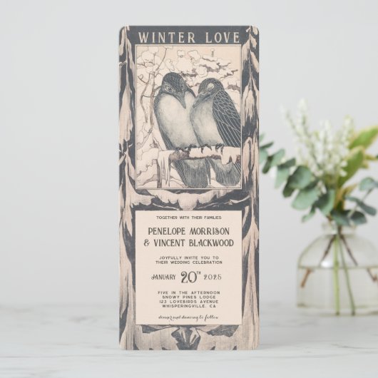 Invitation Inséparable d'hiver - Mariage (Debout devant)