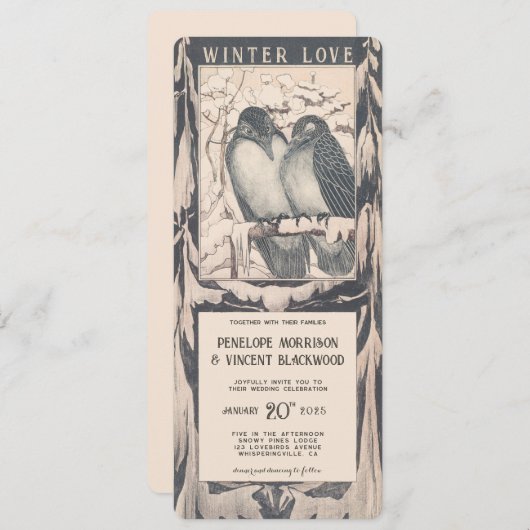 Invitation Inséparable d'hiver - Mariage (Devant / Derrière)