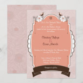 Invitation inséparable floral rose/Brown 5x7 (Devant / Derrière)