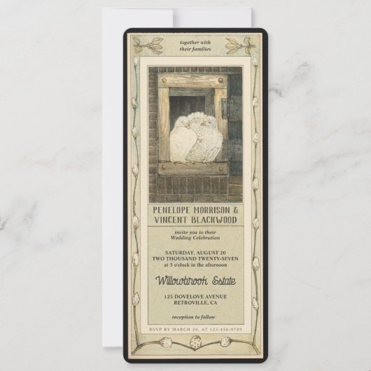 Invitation Inséparable - Mariage de pigeons blancs (Devant)