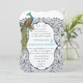 Invitation Inséparable Motif Whimsical Peacock de la marine M (Debout devant)