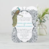 Invitation Inséparable Motif Whimsical Peacock de la marine M (Debout devant)