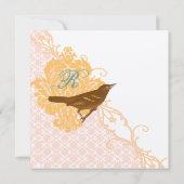 Invitation Inséparable Pink Apricot, Robin Egg Blue Damask (Dos)