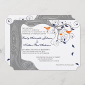 Invitation Inséparable romantique Arbre Orange Marine Mariage (Devant / Derrière)