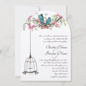 Invitation Inséparable turquoise Pink Apricot Peach Birdcage (Devant)