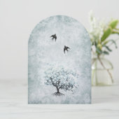 Invitation Inséparable victorien bleu Damask Heart Leaf Tree (Debout devant)