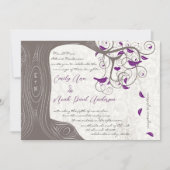 Invitation Inséparable violet rustique Mariage d'arbre romant (Devant)