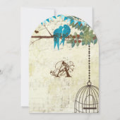 Invitation Inséparables Aqua assis dans un mariage d'arbre In (Dos)