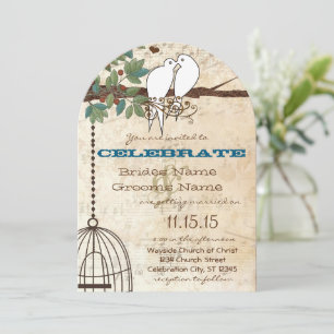 Invitation Inséparables assis dans un mariage d'arbre Inviter