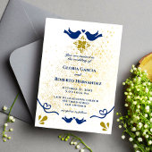 Invitation Inséparables Bleus Et Dorés Mariage Mexicain