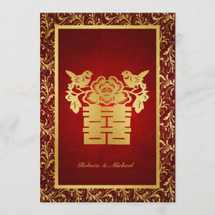 Invitation Inséparables chinois doublement heureux