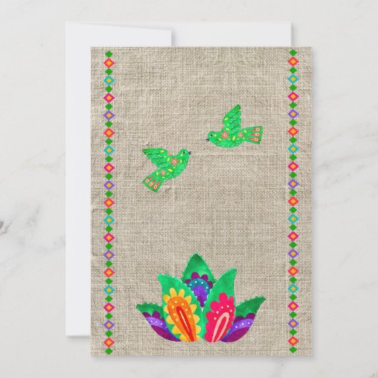 Invitation Inséparables colorés de Fiesta Mariage mexicain (Dos)