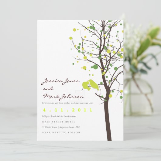 Invitation Inséparables dans l'arbre Poka Dot Tree (Debout devant)