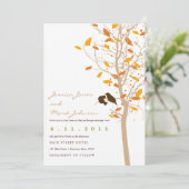 Invitation Inséparables d'automne dans l'arbre avec le (Debout devant)